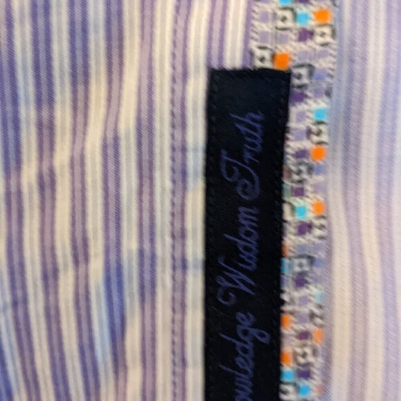 Robert Graham Purple White striped button up dress shirt 3XL - Picture 9 of 16